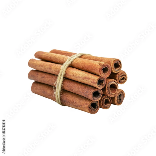 Fototapeta Aromatic Bundle of Cinnamon Sticks Tied with Twine