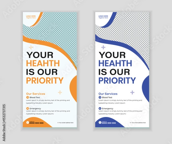 Fototapeta Creative roll-up banner and DL flyer design template