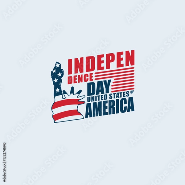 Fototapeta Happy fourth of July Independence Day of USA background design vector illustration with Liberty statue silhouette