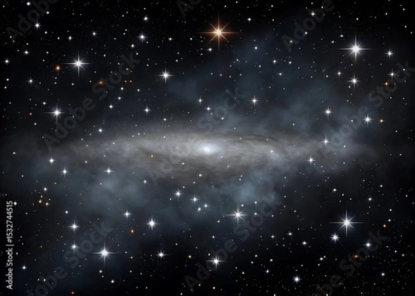 Fototapeta A Majestic Spiral Galaxy Shines Brightly Amidst a Sea of Stars, Its Swirling Arms Radiating Light Across the Vast Expanse of Space, a True Celestial Masterpiece, Breathtaking and Inspiring