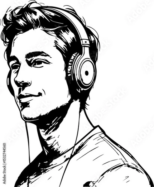 Fototapeta Listening to music urban setting creative studio close-up view artistic expression for music lovers