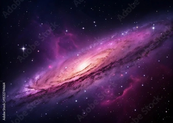 Fototapeta A Captivating Cosmic Dance A Vibrant Galaxy Swirls in the Vast Expanse of Space, Illuminating the Darkness with Its Brilliant Hues and Sparkling Star Clusters Mysterious and Awe Inspiring
