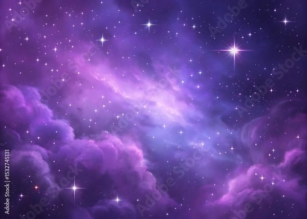 Fototapeta A Breathtaking View of the Cosmos: Deep Purple Nebula Shimmers Among Stars, Evoking a Sense of Wonder and Awe. The Celestial Display Captivates with its Beauty and Mystery