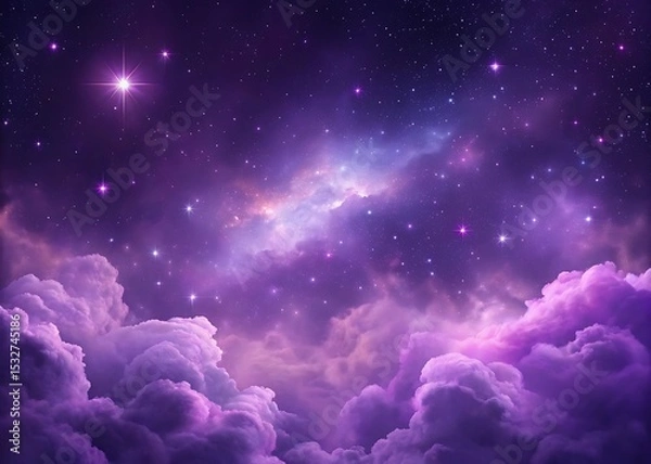 Fototapeta A Breathtaking View of the Cosmos: Deep Purple Nebula Shimmers Among Stars, Evoking a Sense of Wonder and Awe. The Celestial Display Captivates with its Beauty and Mystery