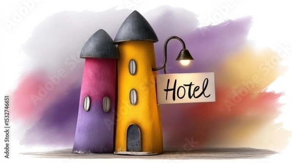 Fototapeta Majestic castle hotel, a colorful getaway for dream vacations and fairytale experiences