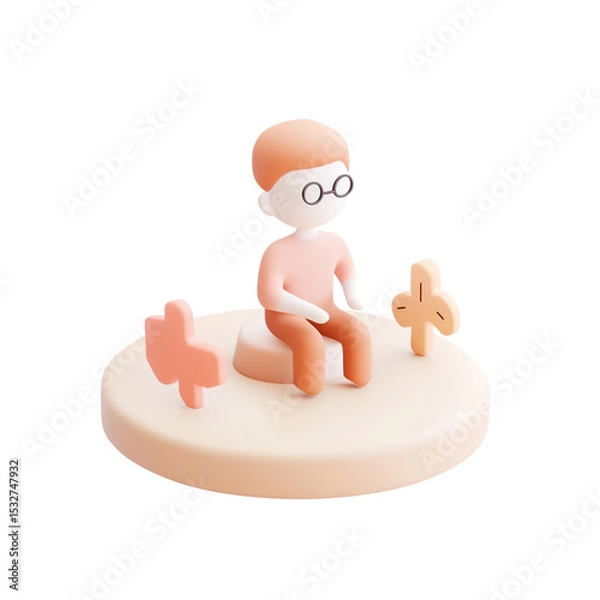 Obraz 3D Abstract Figures in Collaborative Circle on a Transparent Background
