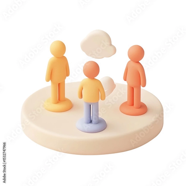 Obraz 3D Abstract Figures in Collaborative Circle on a Transparent Background