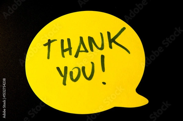 Obraz Yellow Emoji with “Thank You” Text on Black Background.