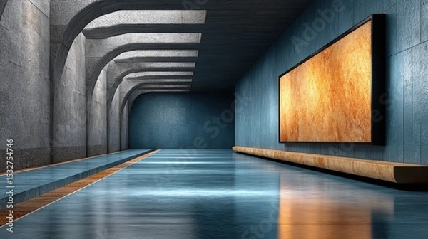 Fototapeta Artful elegance, a journey through hallway adorned with striking painting explore