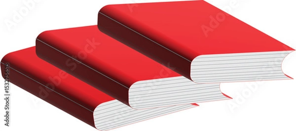 Fototapeta Stack of Three Crimson-Colored Books Ready for Reading and Learning
