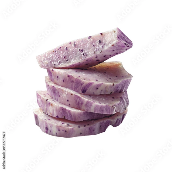 Fototapeta Stack of Sliced Purple Taro Root
