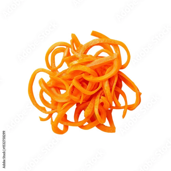 Fototapeta Heap of Raw Spiralized Carrots Isolated on Black Background