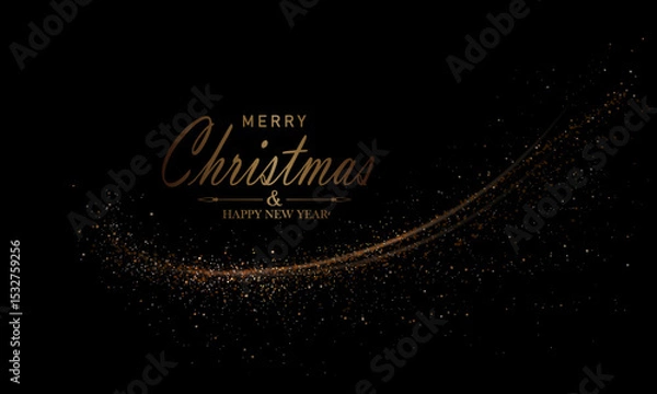 Obraz Isolated Christmas design component, shiny arc with tinsel on black background.