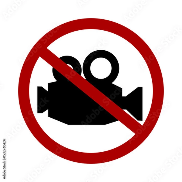 Fototapeta Sign prohibiting video recording on white background. Vector illustration.