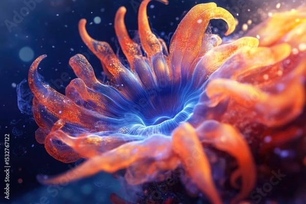 Fototapeta Colorful underwater coral in vibrant ocean light