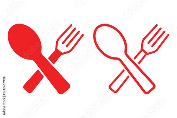 Fototapeta Silverware solid monochrome icon set. Fork, Spoon
