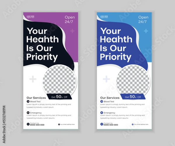 Fototapeta Modern roll-up banner and DL flyer design template