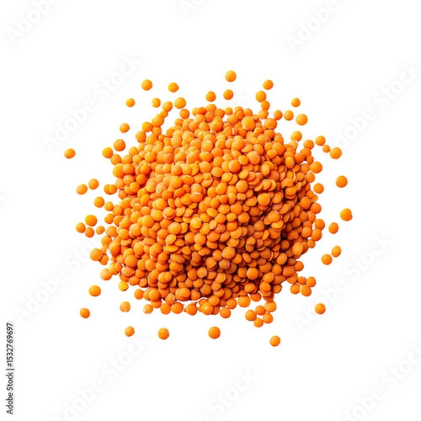 Obraz Heap of Red Lentils Isolated on Black Background