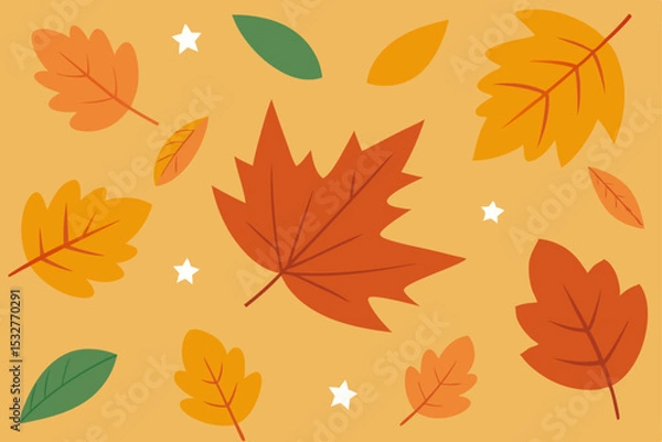 Obraz Autumn Leaves Background Vibrant Fall Foliage Illustration