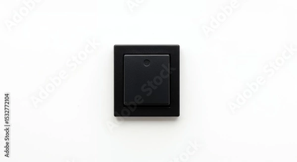 Fototapeta Black square electrical wall switch on white background