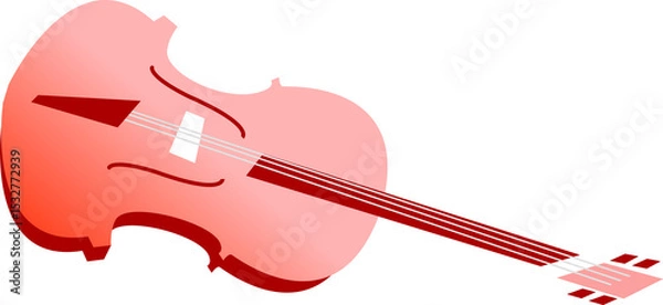 Fototapeta Stylized red violin is floating in flat vector art on transparent bg, showing f-holes, strings