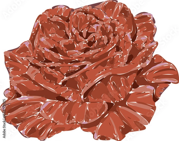 Fototapeta Fully opened red rose is blooming in flat vector art, showcasing layered petals, transparent canvas