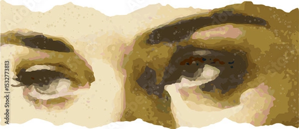 Fototapeta Stylized eyes and brows are showing eye makeup in painterly illustration on transparent background