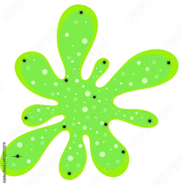 Obraz Lime splatter blob is floating in flat vector on transparent background with spots and smudges