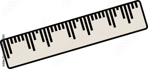 Obraz Flat design ruler is floating diagonally on transparent background, showing black measurement ticks