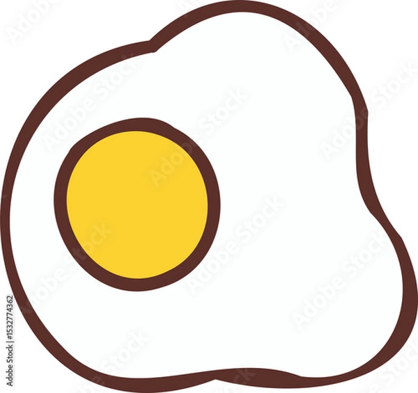 Obraz Stylized fried egg floating on transparent background, showcasing cartoon-like flat design