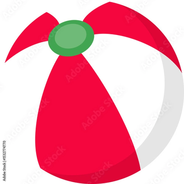 Fototapeta Beach ball is displaying flat vector red white panels and green valve on transparent background