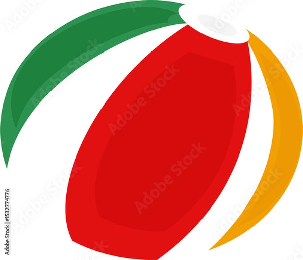 Fototapeta Colorful glossy inflatable beach ball is spinning in digital render, transparent background