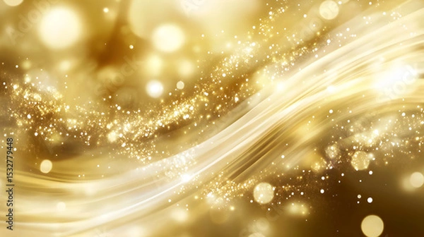 Fototapeta Abstract sparkling golden bokeh background shimmering golden glitter banner luxurious golden wave poster sparkling golden wave wallpaper