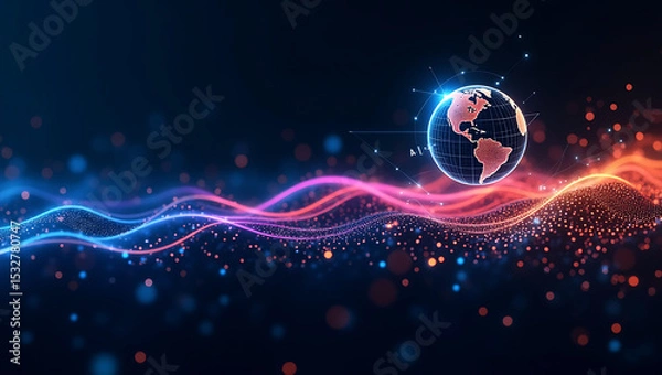 Fototapeta Digital Transformation concept showcasing AI artificial intelligence and big data technology for business innovation