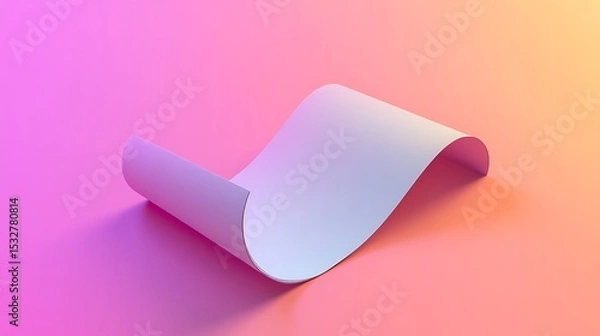 Obraz Paper sheet curl on gradient background for design mockup and presentation of business card or flyer