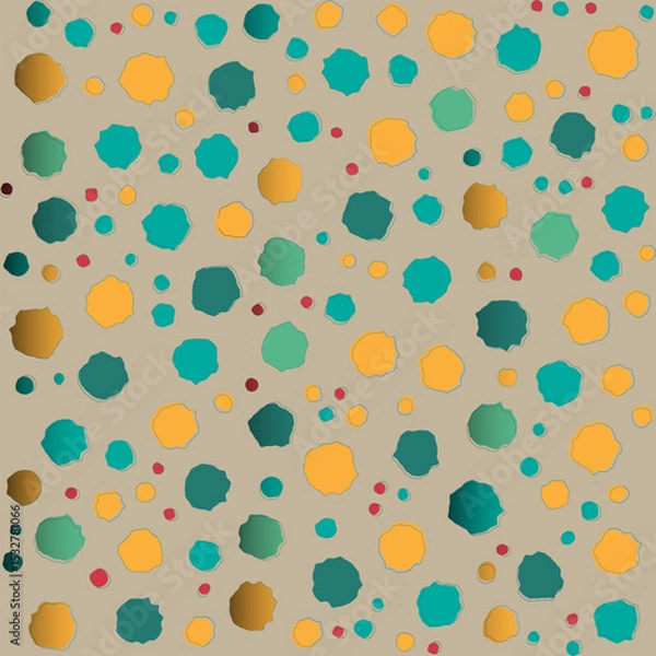 Fototapeta Colorful Abstract Seamless Pattern with Irregular Dots on Beige Background – Modern Retro Design