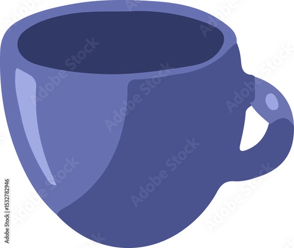 Fototapeta Stylized purple-blue mug is floating on transparent canvas, showing gradient shading and highlights