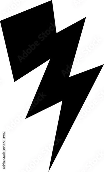 Obraz Black stylized lightning bolt is striking in flat vector design, with transparent background