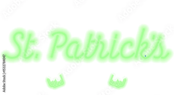 Fototapeta Cursive text is glowing green saying Happy St Patricks Day on transparent background with beer mugs