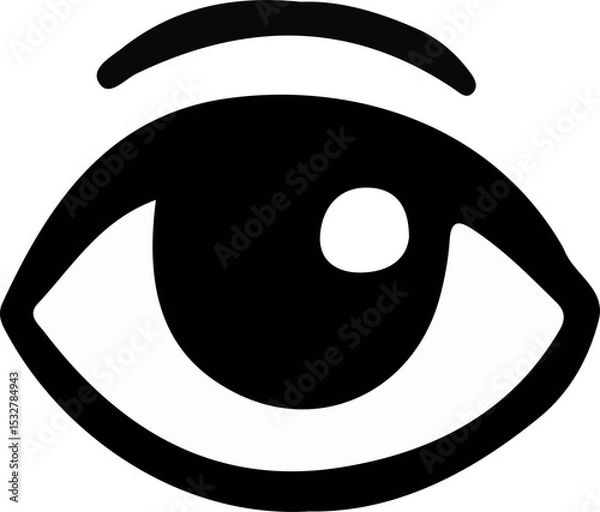 Obraz Displaying flat eye icon showing bold outline, eyebrow shape, pupil reflection on transparent bg