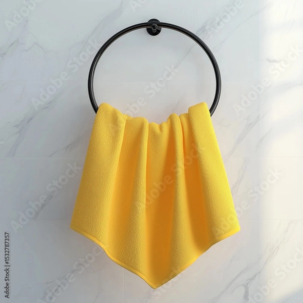Fototapeta yellow towel hanging on a hanger