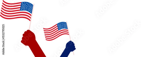 Obraz Flat design colored silhouette arms are raising small U
