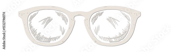 Fototapeta Hand-drawn eyeglasses sketch is appearing over transparent background, showing nose bridge details