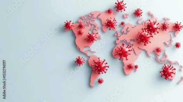 Fototapeta Global Health Awareness Interactive World Map