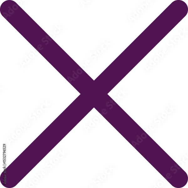 Obraz Purple X shape being displayed in flat style with two thick diagonal bars on transparent background