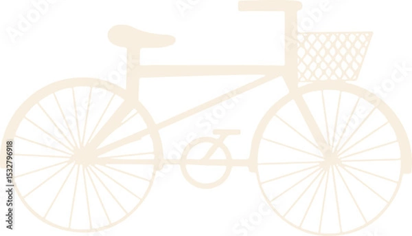 Obraz Showing off-white flat bicycle in profile with spoked wheels, woven basket, transparent background