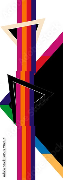 Obraz Vector graphic is showing central stripes, triangles and angled bars on transparent background