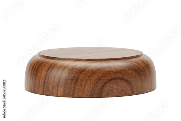 Fototapeta A solitary, smooth, round wooden bowl with visible grain sits isolated against a stark white background, showcasing its simple elegance  on transparent background