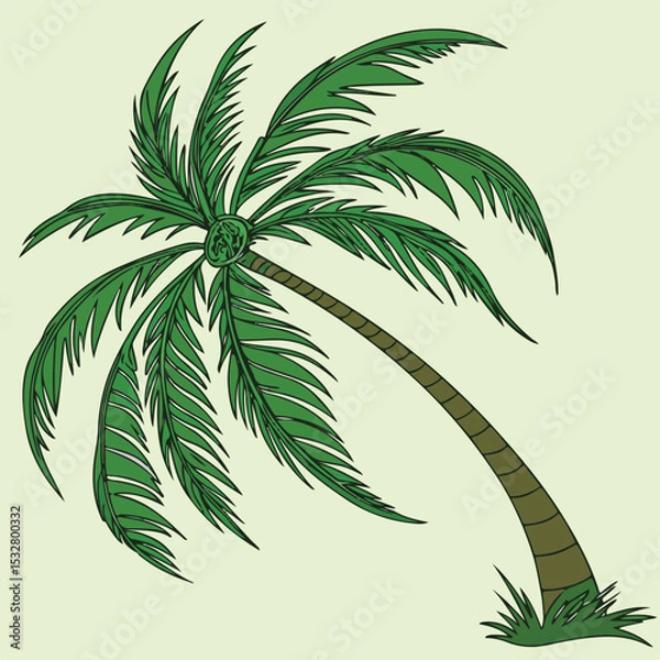 Obraz Simple tall palm tree vector ideal for island visuals, summer posters, and nature backgrounds.