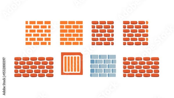 Obraz set of vector icons brick installation
